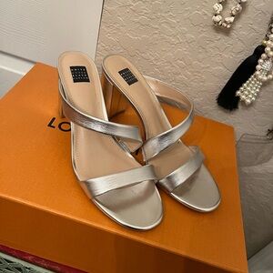 White House Black Market Silver Heeled Sandals